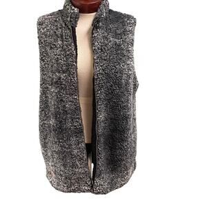 Kaleidoscope Soft Sherpa Full Zip Vest Size Large Layering Pockets Casual Warm